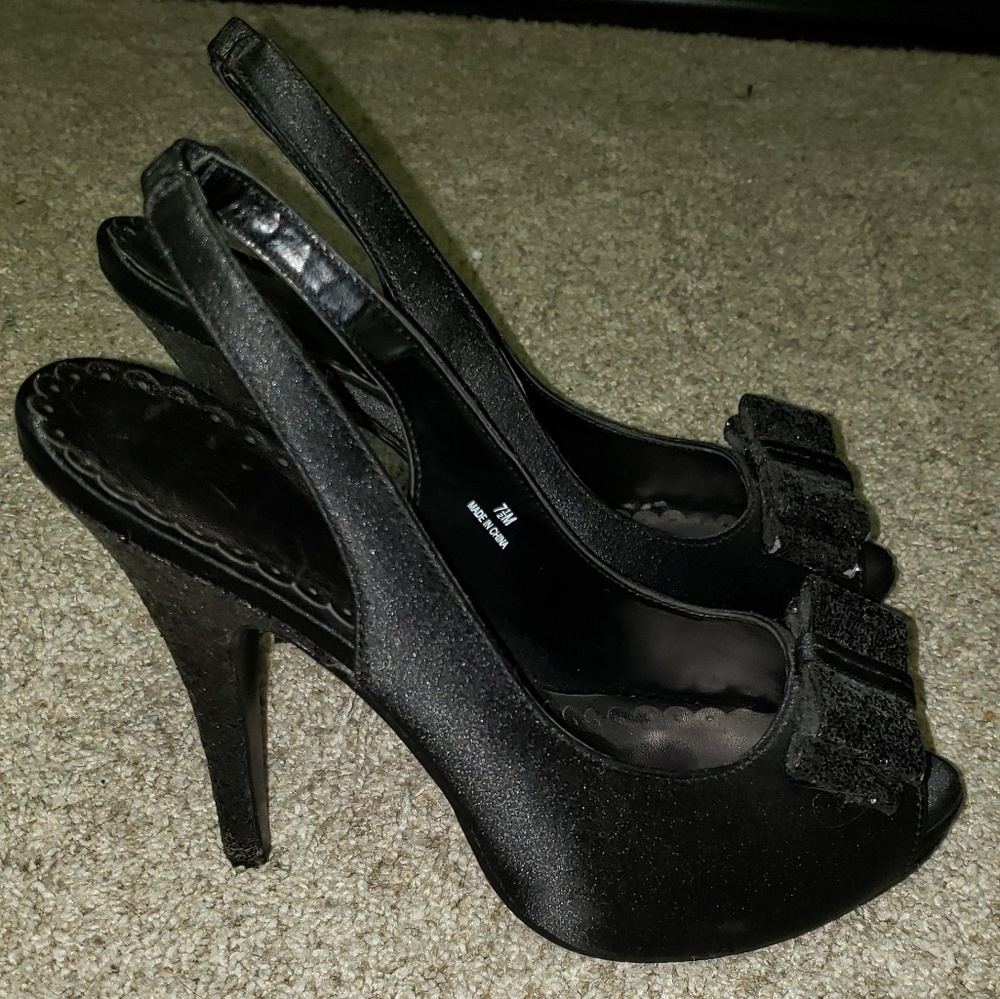 Size 7 Black Sparkly Heels